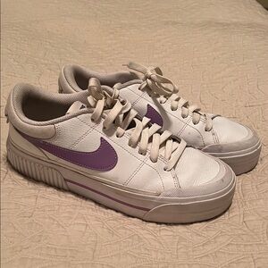 Stylish White and Purple Women's Sneakers